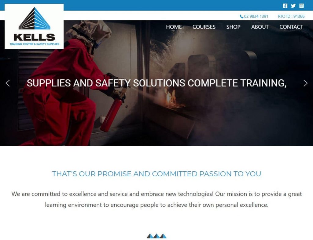 Kells training web site home page design
