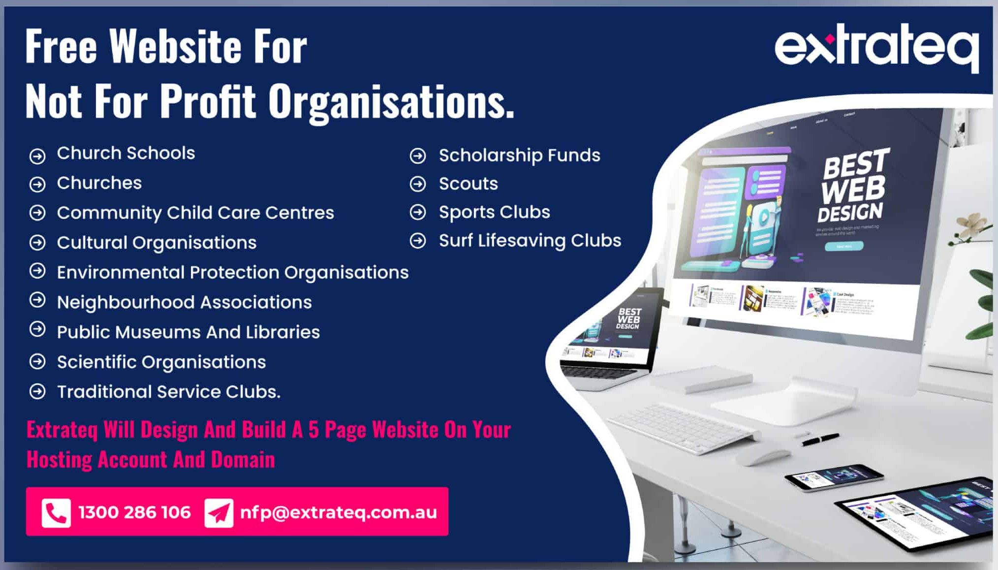 list of not for profit organisations which extrateq will be building free website